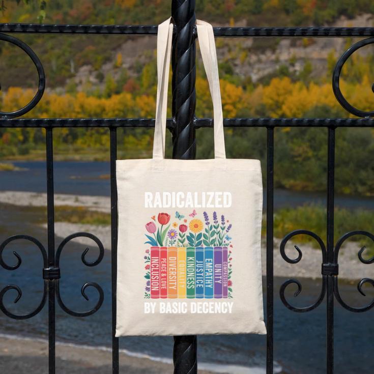 Book Flower Radicalized By Basic Decency Feminist Leftist Canvas Tote Bag