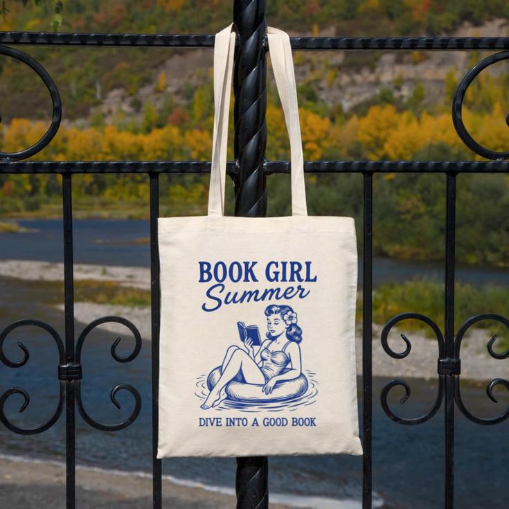 Book Girl Summer Canvas Tote Bag Book Girl Summer Canvas Tote Bag