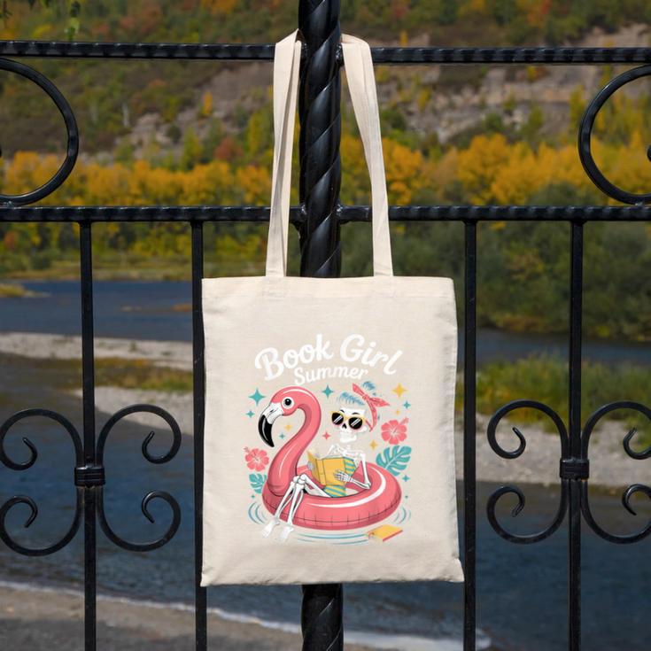Book Girl Summer Skeleton Reading Books Lovers Beach Canvas Tote Bag