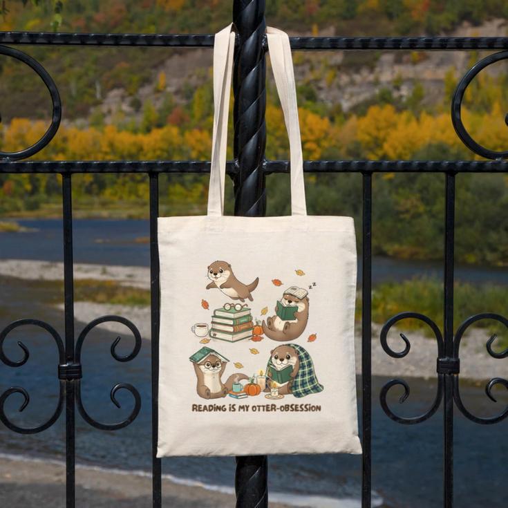 Book Lover Bookish Bookworm Reading Is My Otter-Obsession Canvas Tote Bag