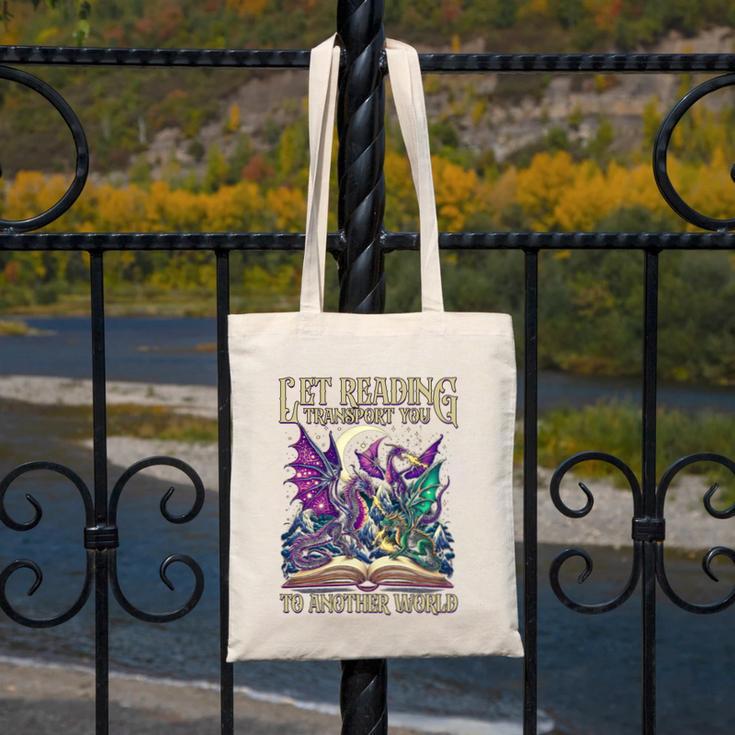 Book Lover Dragon Reading Transport You To Another World Canvas Tote Bag Book Lover Dragon Reading Transport You To Another World Canvas Tote Bag