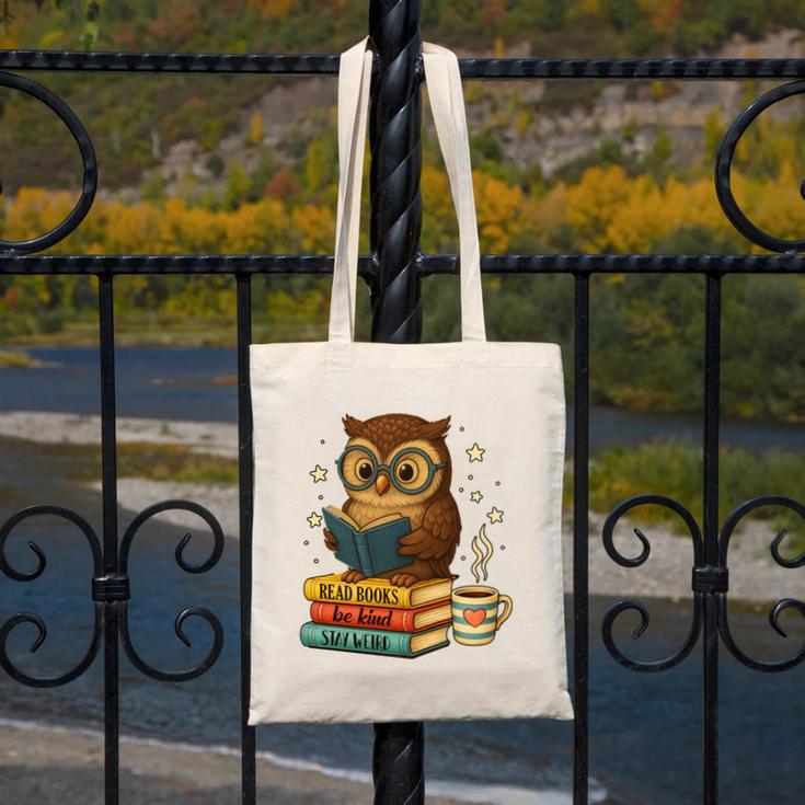 Book Lover Owl Reading Bookish Library Read Books Be Kind Canvas Tote Bag