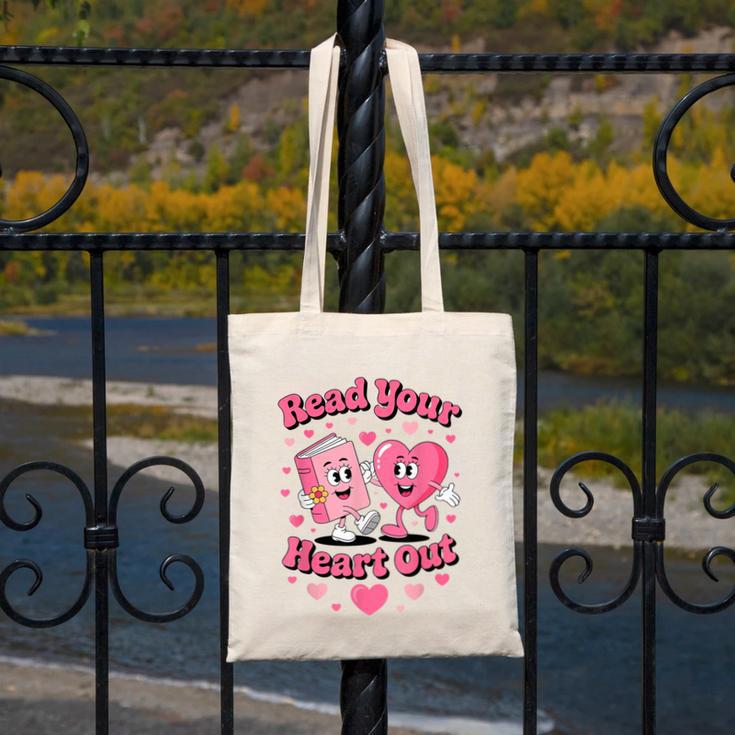 Book Lover Read Your Heart Out Teacher Kids Valentines Canvas Tote Bag
