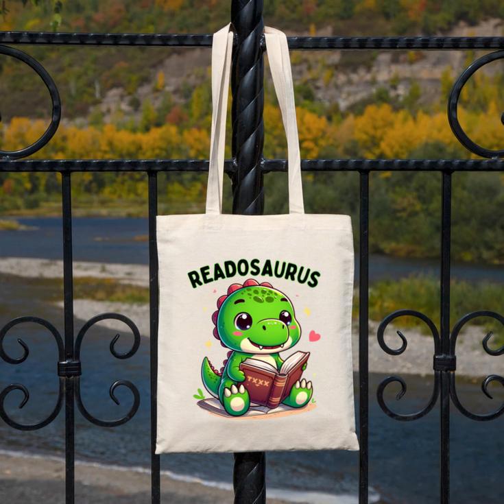 Book Lover Reading Dinosaur Readosaurus Library Canvas Tote Bag
