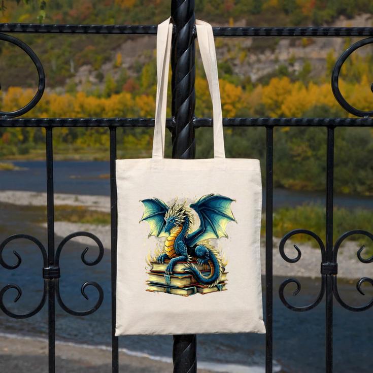 Book Lover Reading Fantasy Dragon Canvas Tote Bag