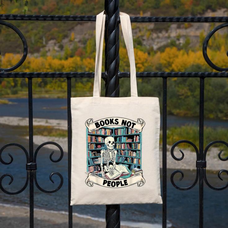 Book Lover Skeleton Reading Love Books Not People Canvas Tote Bag