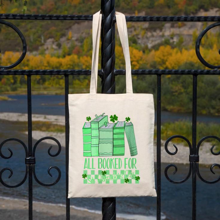 All Booked For St Patrick's Day Book Lover Lucky Shamrock Canvas Tote Bag