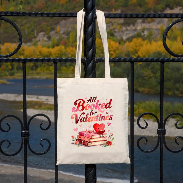 All Booked For Valentines Cute Book Lover Quote Canvas Tote Bag