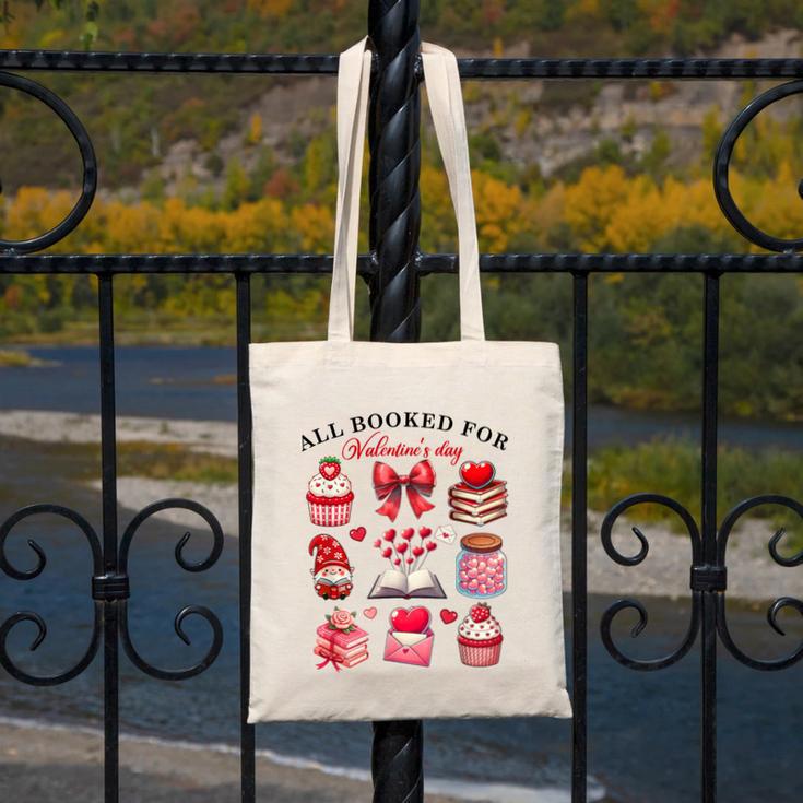 All Booked For Valentine's Day Book Lover Bookworm Bookish Canvas Tote Bag
