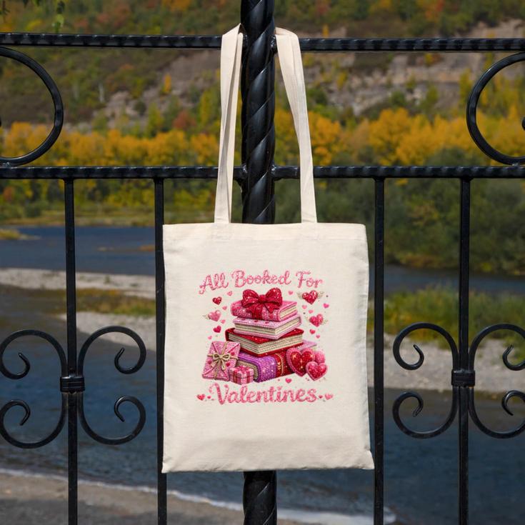 All Booked Valentine's Girly Teacher Coquette Love Canvas Tote Bag