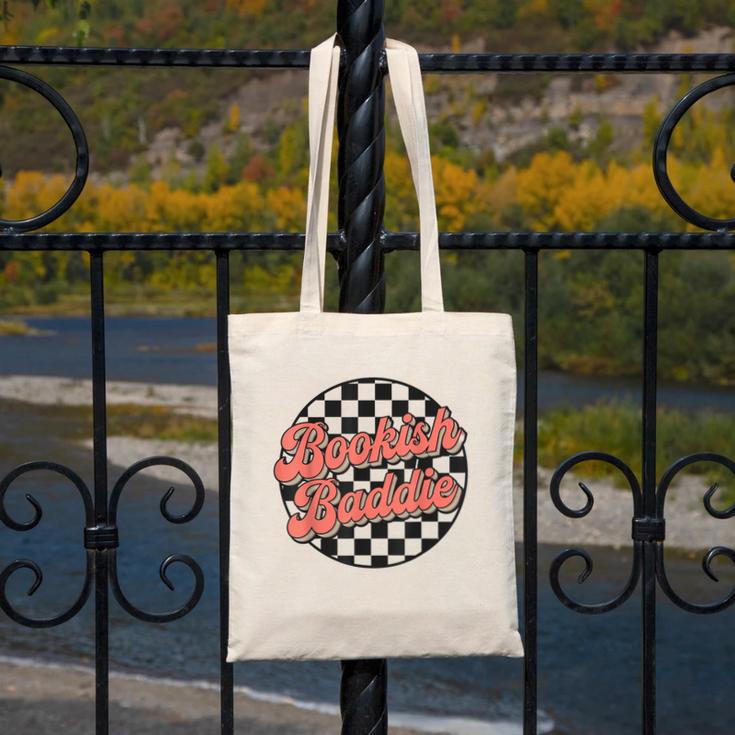 Bookish Baddie Retro Aesthetic Typography Canvas Tote Bag