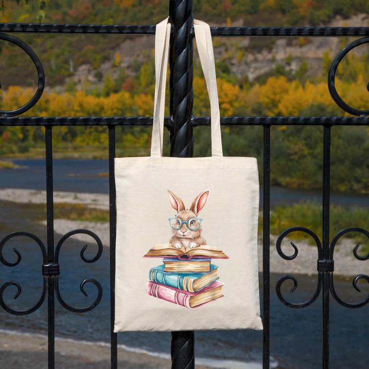 Books Bookworm Reader Book Cute Reading Bunny With Glasses Canvas Tote Bag Books Bookworm Reader Book Cute Reading Bunny With Glasses Canvas Tote Bag