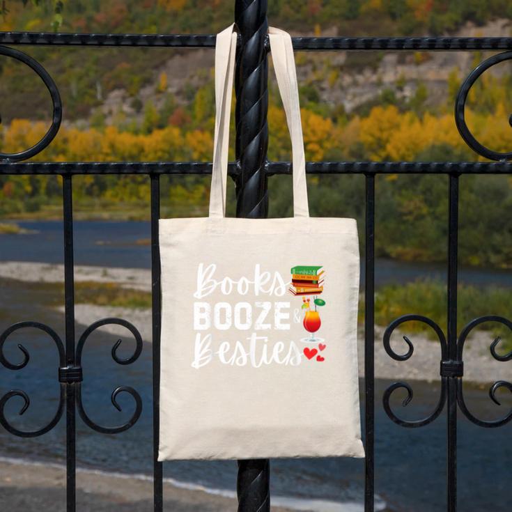 Books Booze And Besties Book Lover Bestie Squad Twinning Canvas Tote Bag