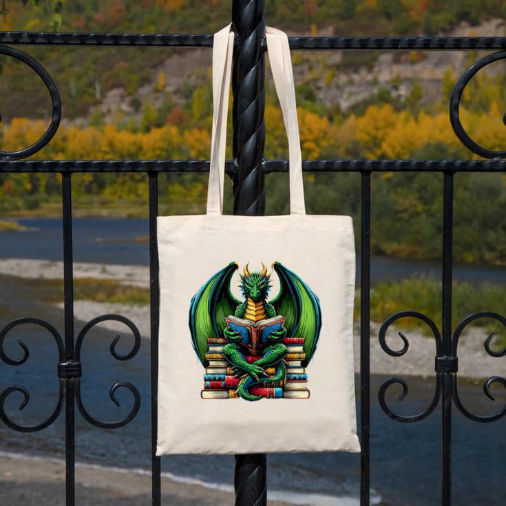 Books Dragon Reading Book Canvas Tote Bag Books Dragon Reading Book Canvas Tote Bag