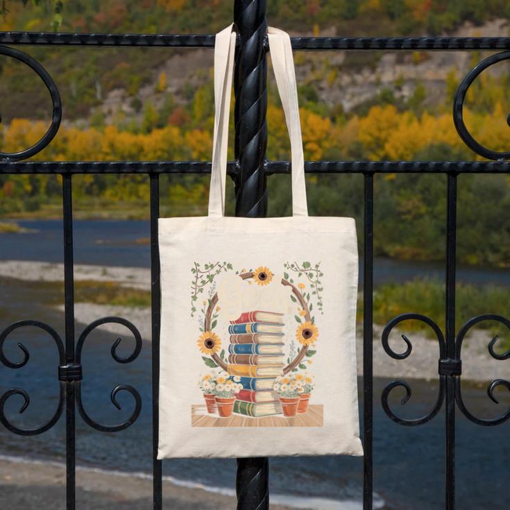 Books Geek Sunflower Floral Cute Vintage Books Reader Lover Canvas Tote Bag