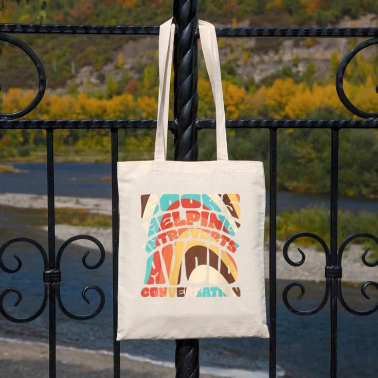 Books Helping Introverts Avoid Conversation Canvas Tote Bag Books Helping Introverts Avoid Conversation Canvas Tote Bag
