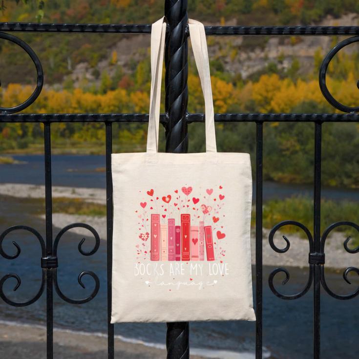 Books Are My Love Language Valentine Reads Bookish Club Canvas Tote Bag