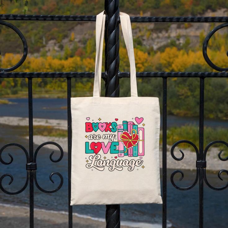 Books Are My Love Language Valentines Book Lover Librarian Canvas Tote Bag