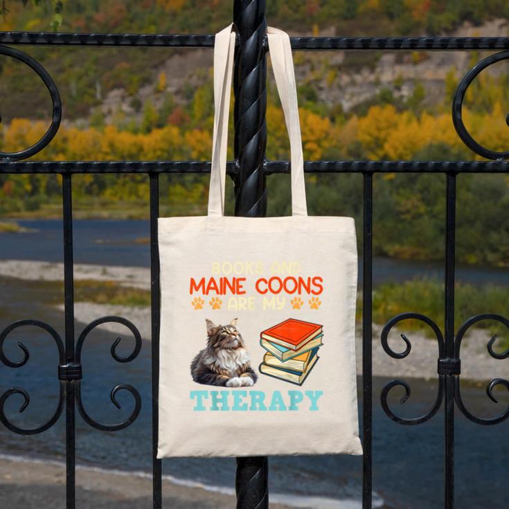BOOKS AND MAINE COONS ARE MY THERAPY Main Coon Canvas Tote Bag