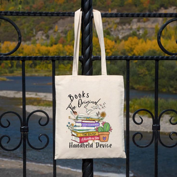 Books Original Handheld Device Reader Literacy Book Lover Canvas Tote Bag