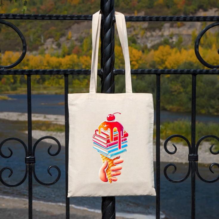 Books Reading Ice Cream Canvas Tote Bag