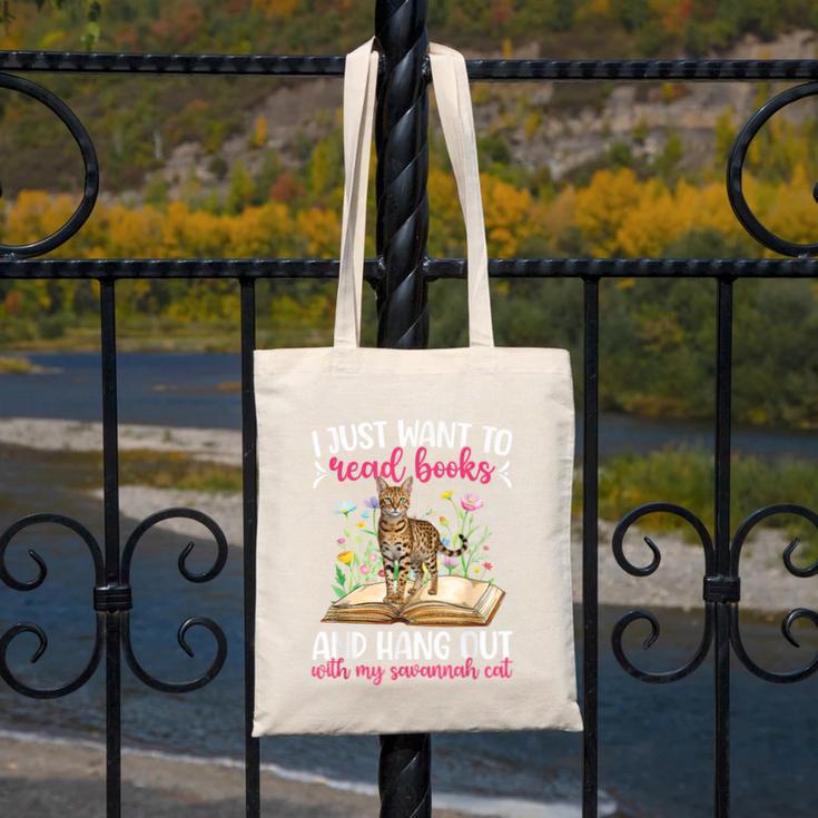 Books And My Savannah Cat Owner Savannah Cat Lover Canvas Tote Bag