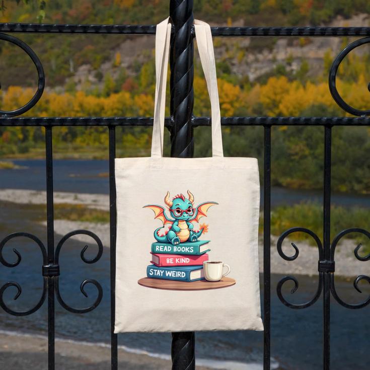 Bookworm Book Dragon Read Books Be Kind Stay Weird Canvas Tote Bag Bookworm Book Dragon Read Books Be Kind Stay Weird Canvas Tote Bag