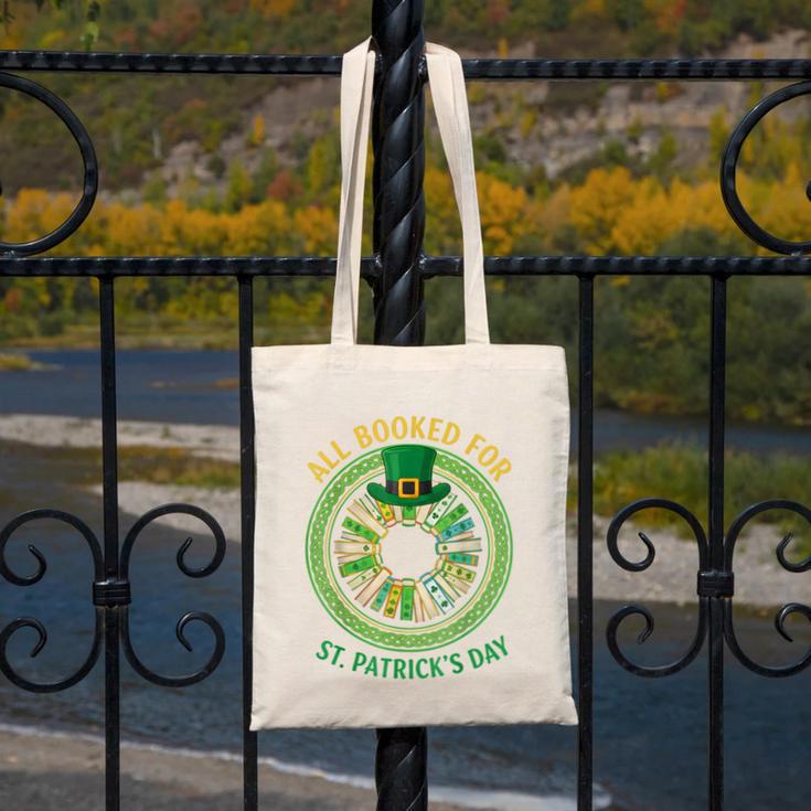 Bookworm Irish All Booked For St Patrick's Day Book Lover Canvas Tote Bag