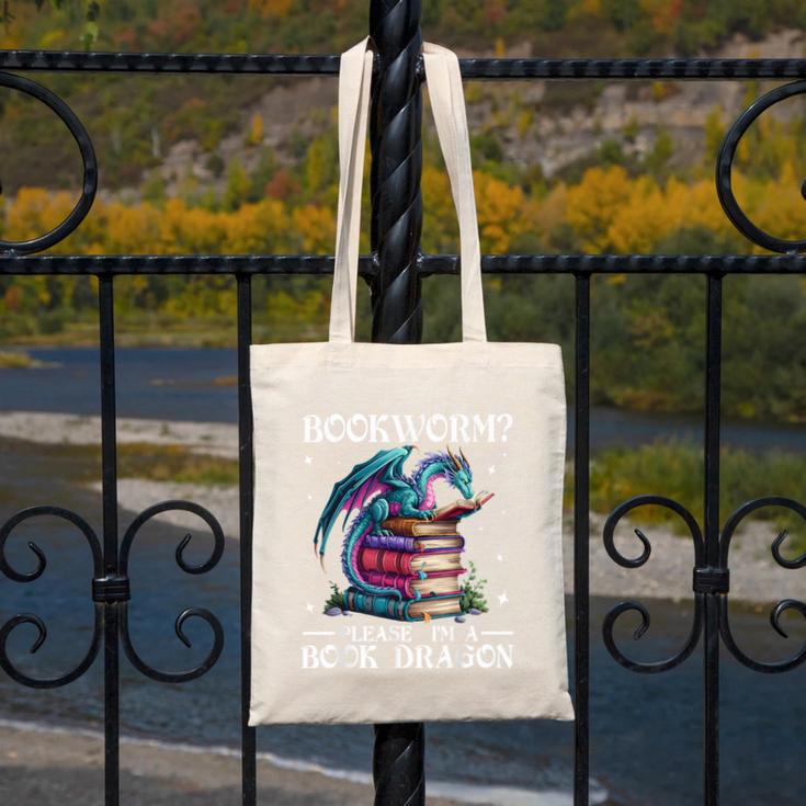 Bookworm Please I'm A Book Dragon Blue Dragon Canvas Tote Bag