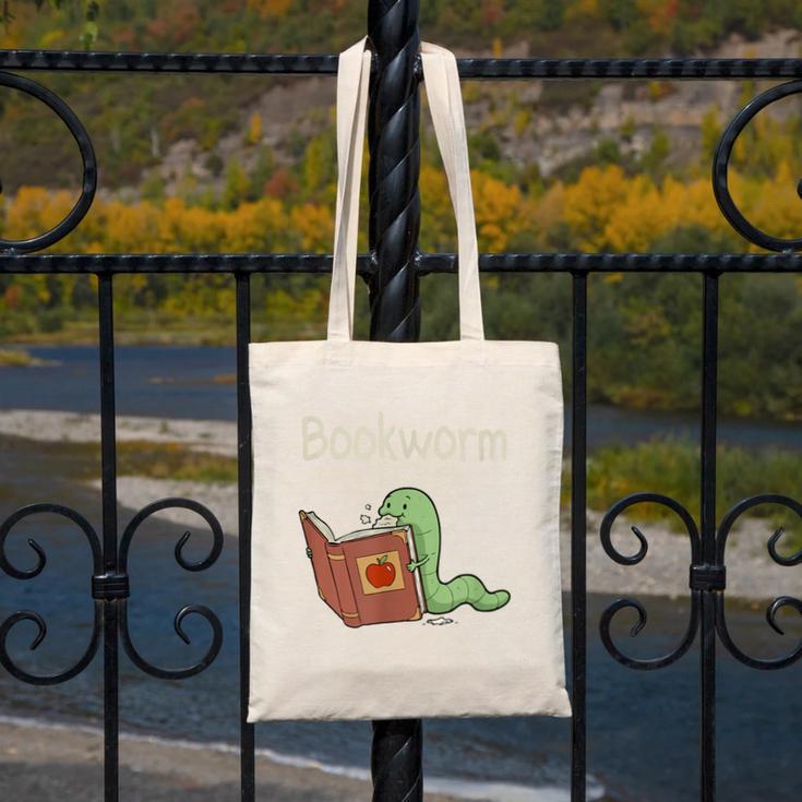 Bookworm Worm Reading Book Lover Read Books Librarian Canvas Tote Bag