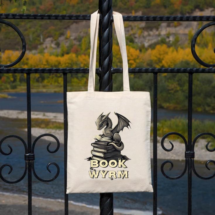 Bookwyrm Dragon Fantasy Bookish Fairytale Book Lover Canvas Tote Bag