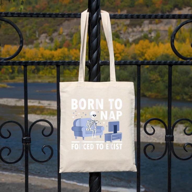 Born To Nap Forced To Exist Lazy Skeleton Couch Introverts Canvas Tote Bag
