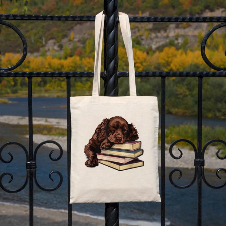 Boykin Spaniel Books Dog Breed Graphic Canvas Tote Bag