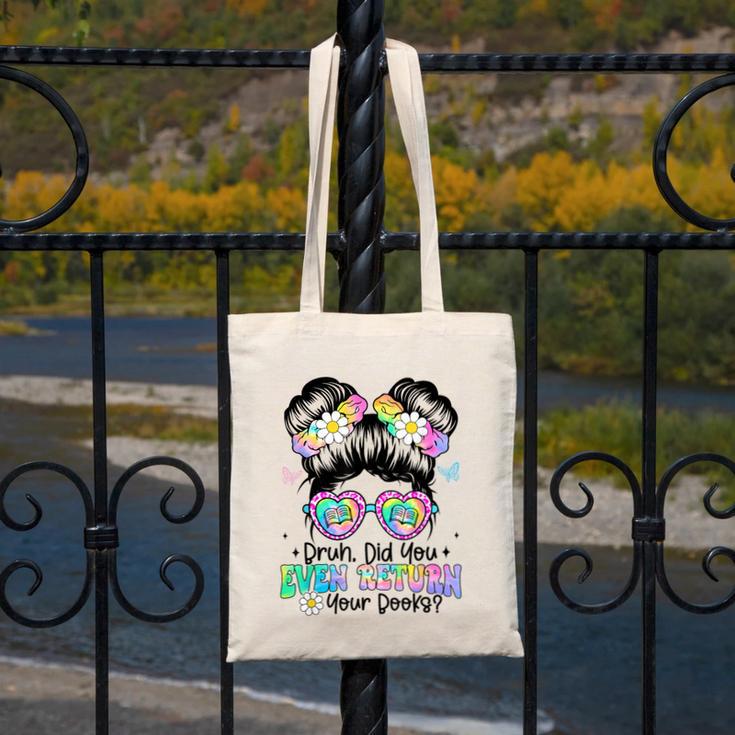Bruh Return Your Books Reading Library Book Lovers Canvas Tote Bag