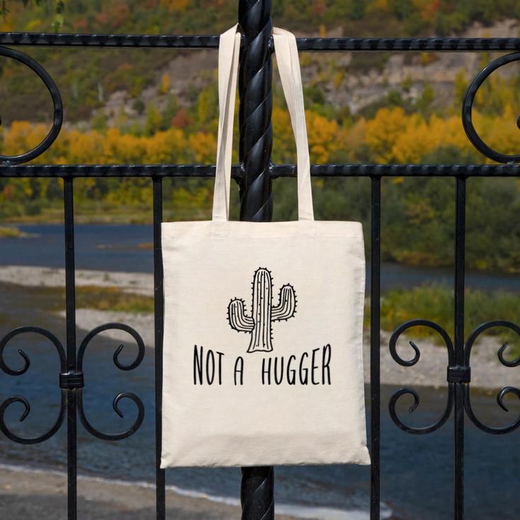 Cactus Not A Hugger Homebody Introvert Raglan Baseball Tee Canvas Tote Bag