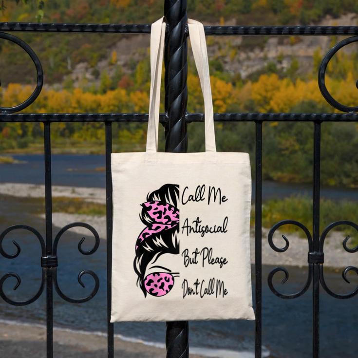 Call Me Antisocial But Please Don't Call Me Introvert Raglan Baseball Tee Canvas Tote Bag