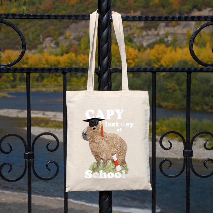 Capy Last Day Of School Capybara Graduation Quote Canvas Tote Bag