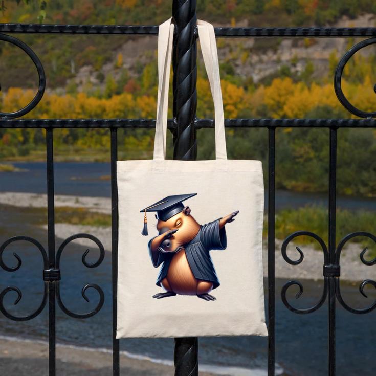 Capybara Graduation Dabbing Capy Wearing Graduate Gown Canvas Tote Bag