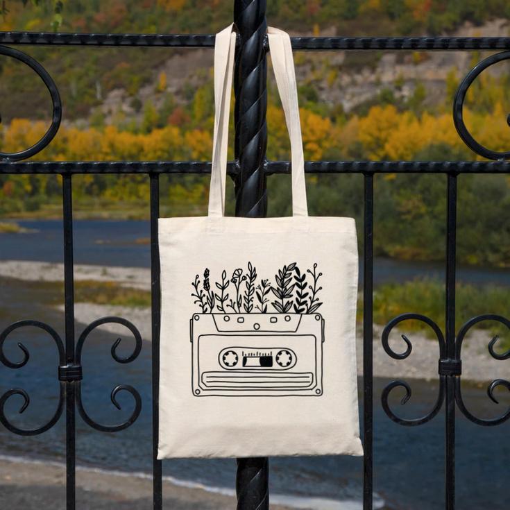 Cassette Tee 80s 90s Retro Party Costume Nostalgia Cassette Canvas Tote Bag