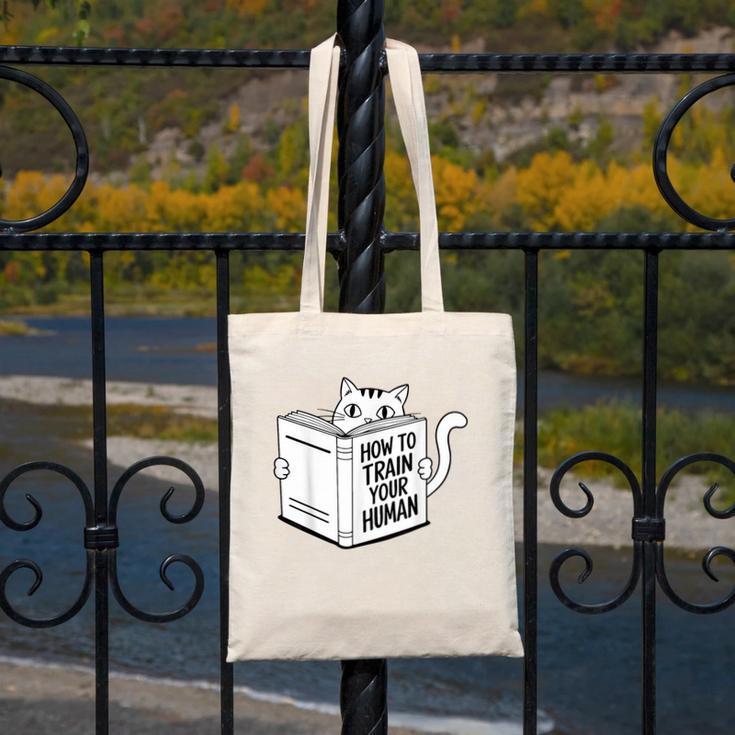 Cat Book Humor How To Train Your Human Canvas Tote Bag