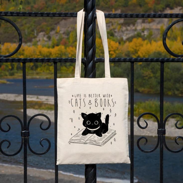 Cat Book For Women Life Is Better With Cats And Books Canvas Tote Bag