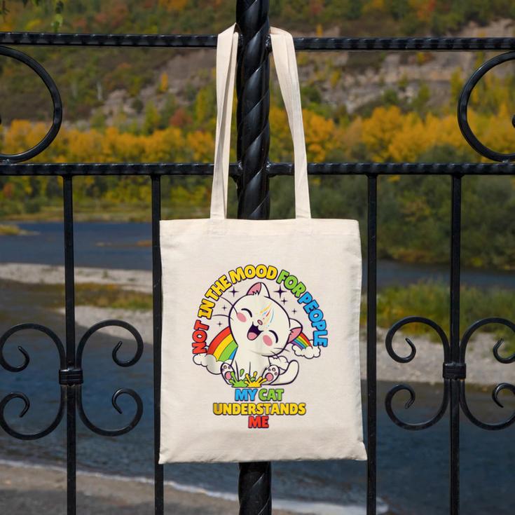 Cat Mom Loves Cats Dad Not In The Mood For People Introvert Canvas Tote Bag