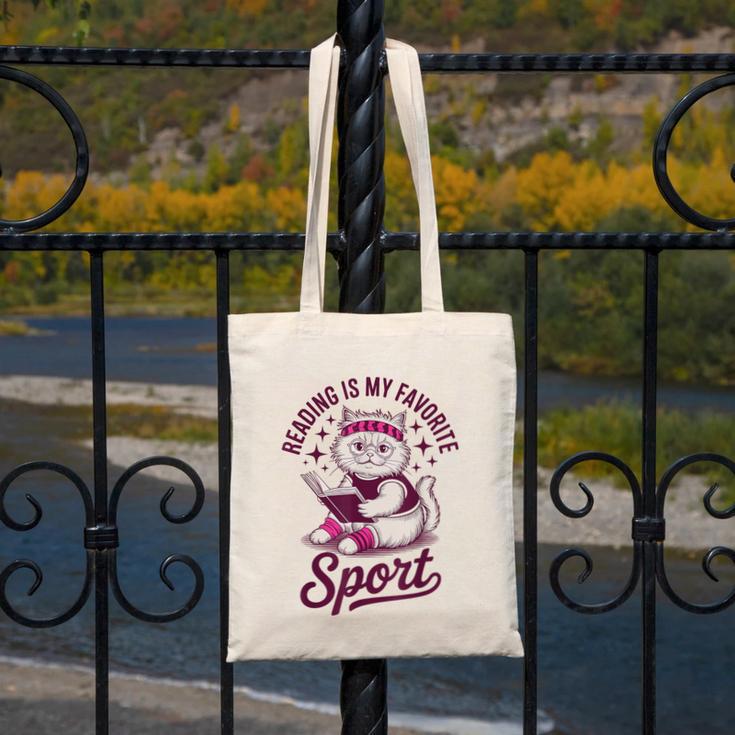Cat Reading Is My Favorite Sport Retro Book Lover Canvas Tote Bag Cat Reading Is My Favorite Sport Retro Book Lover Canvas Tote Bag