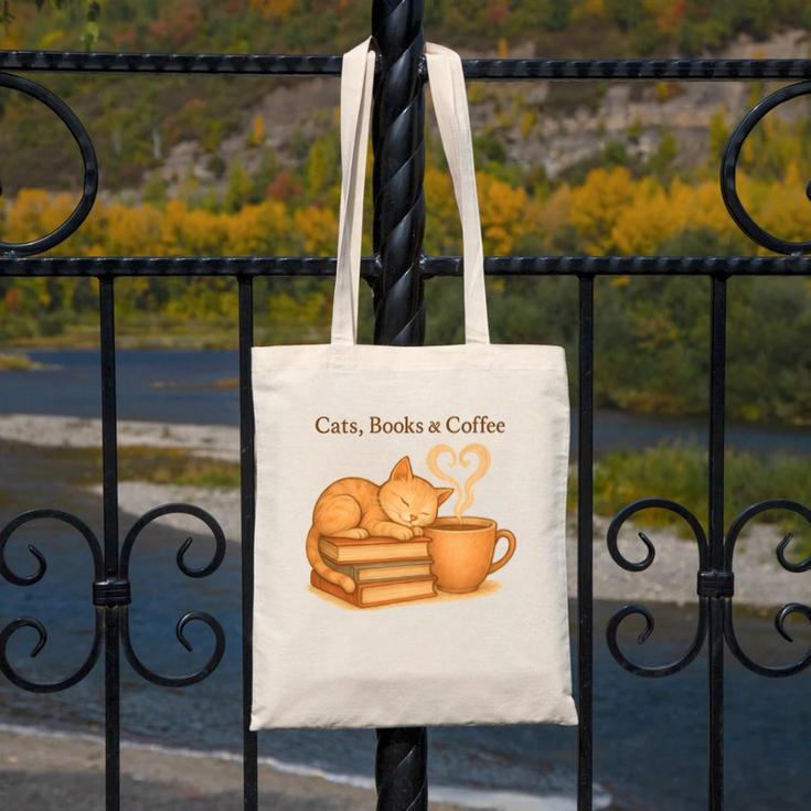 Cats Books And Coffee Heart Cozy Cat Lover Bookworm Readers Canvas Tote Bag Cats Books And Coffee Heart Cozy Cat Lover Bookworm Readers Canvas Tote Bag