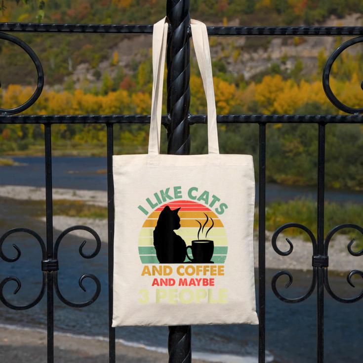 Cats Coffee & 3 People Tee Cute Font Introvert Humor Canvas Tote Bag Cats Coffee & 3 People Tee Cute Font Introvert Humor Canvas Tote Bag