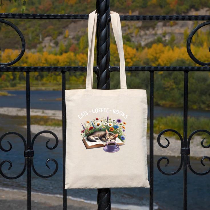 Cats Coffee Books Canvas Tote Bag