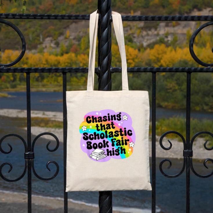 Chasing That Scholastic Book Fair High Book Lovers Canvas Tote Bag