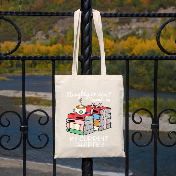 Christmas Book Lovers Naughty Or Nice Canvas Tote Bag Christmas Book Lovers Naughty Or Nice Canvas Tote Bag