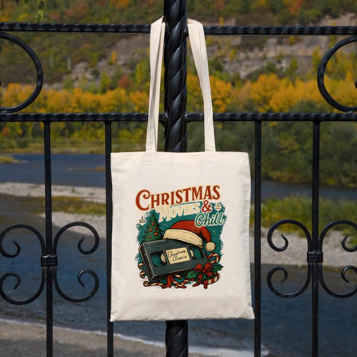 Christmas Movies Chill Retro VHS Holiday Nostalgia Canvas Tote Bag