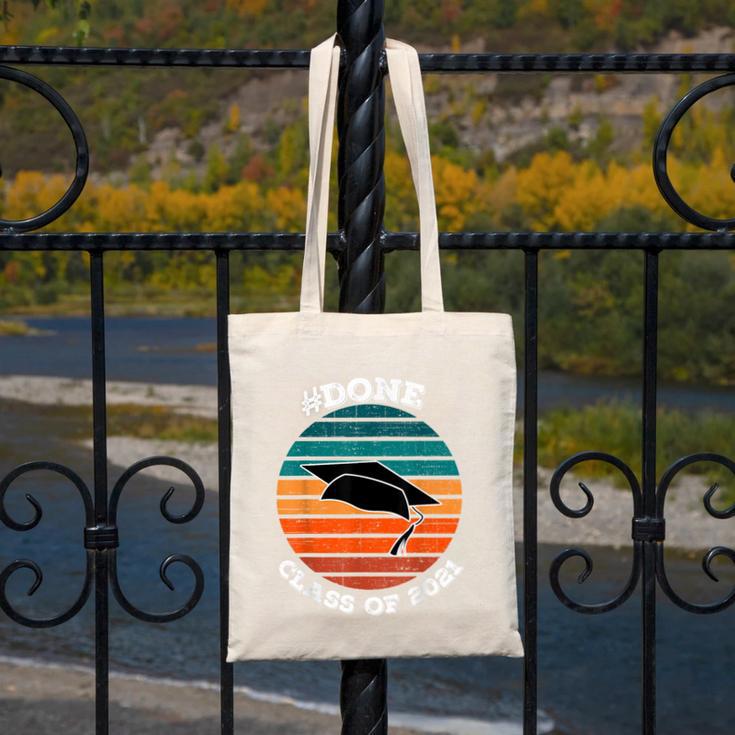 Class Of 2021 Done Senior Graduation Retro Sunset Canvas Tote Bag
